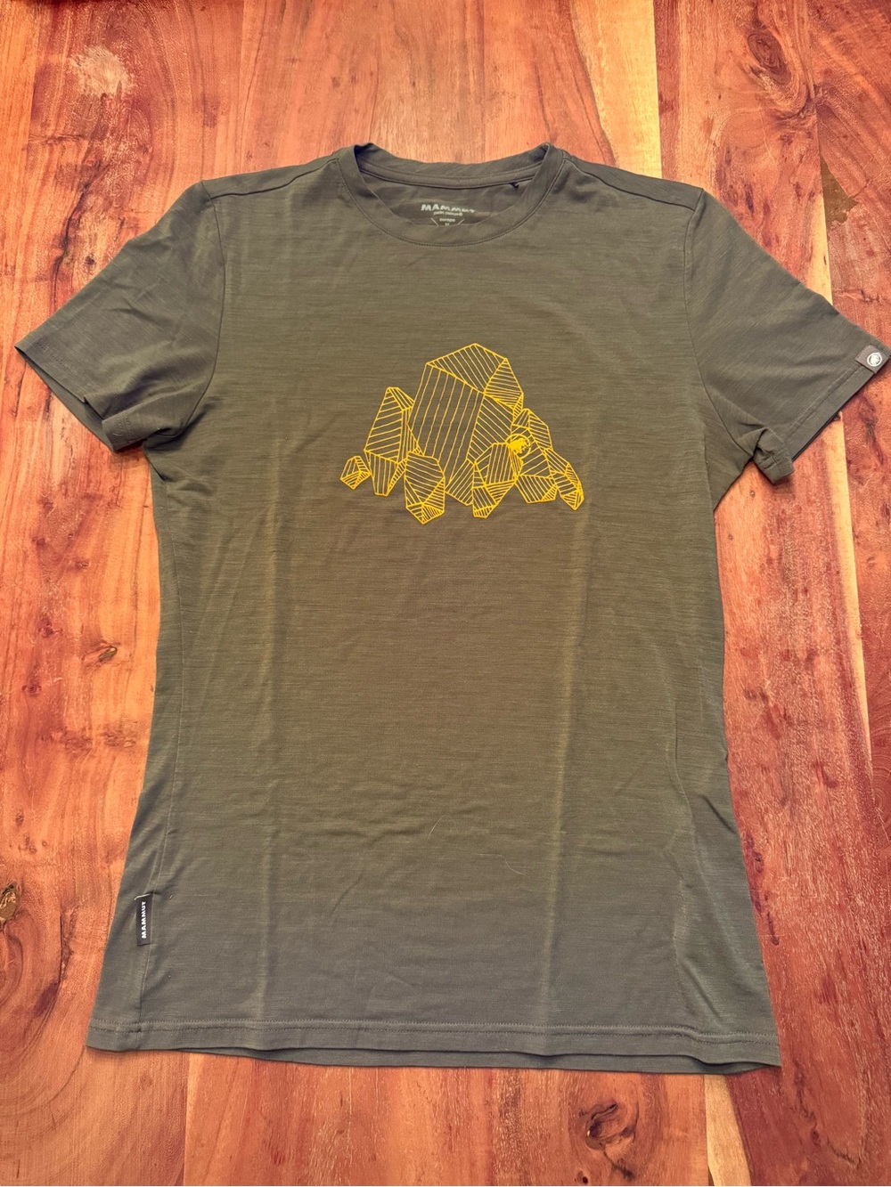 Mammut Olive Short Sleeve Tee with Yellow Geometric Graphic